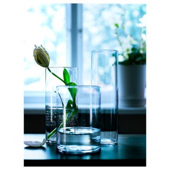 ЦИЛИНДР Набор ваз,3 штуки, прозрачное стекло