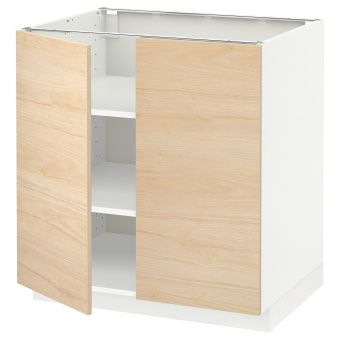 картинка METOD МЕТОД Напольный шкаф с полками/2дверцами - белый/Аскерсунд под светлый ясень 80x60 см от магазина Wmart