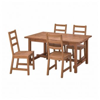 картинка НОРДВИКЕН / НОРДВИКЕН Стол и 4 стула, морилка,антик, морилка,антик, 152/223x95 см от магазина Wmart