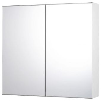 картинка FISKÅN ФИСКОН Зеркальный шкаф с 2 дверцами - белый 80x15x75 см от магазина Wmart