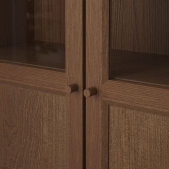 картинка БИЛЛИ Стеллаж с верхними полками/дверьми, коричневый ясеневый шпон, 80x30x237 см от магазина Wmart