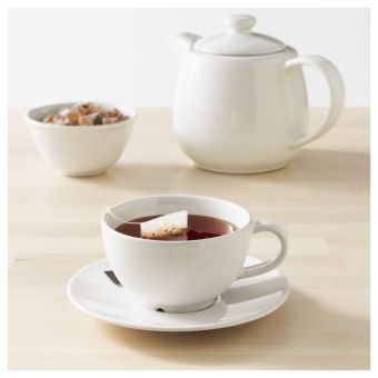 ВАРДАГЕН Чашка чайная с блюдцем, белый с оттенком, 26 сл