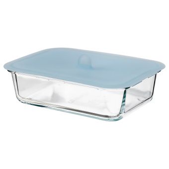 картинка IKEA 365+ ИКЕА/365+ Контейнер для продуктов с крышкой - прямоугольн формы стекло/силикон 1.0 л от магазина Wmart