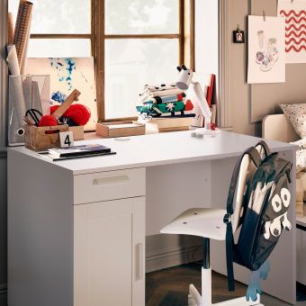 картинка БРИМНЭС Письменный стол, белый, 120x65 см от магазина Wmart