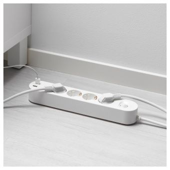 КОПЛА Удлинитель 4-местный/2 USB-порта, белый, 3.0 м