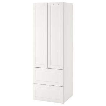 картинка SMÅSTAD СМОСТАД / OPPHUS ОПХУС Гардероб - белый с рамой/с 2 ящиками 60x42x181 см от магазина Wmart