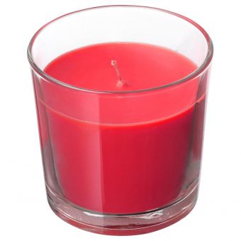 СИНЛИГ Ароматическая свеча в стакане, Красные садовые ягоды, красный, 9 см