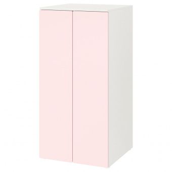 картинка SMÅSTAD СМОСТАД / OPPHUS ОПХУС Гардероб - белый бледно-розовый/с 3 полками 60x57x123 см от магазина Wmart