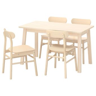 картинка NORRÅKER НОРРОКЕР / RÖNNINGE РЁННИНГЕ Стол и 4 стула - береза/береза 125x74 см от магазина Wmart