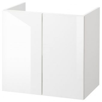 картинка FISKÅN ФИСКОН Шкаф под раковину с 2 дверцами - глянцевый/белый 60x40x60 см от магазина Wmart