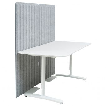 картинка БЕКАНТ Стол с экраном, белый, серый, 160x80 150 см от магазина Wmart
