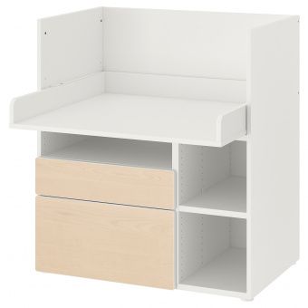 картинка SMÅSTAD СМОСТАД Письменный стол - белый береза/с 2 ящиками 90x79x100 см от магазина Wmart